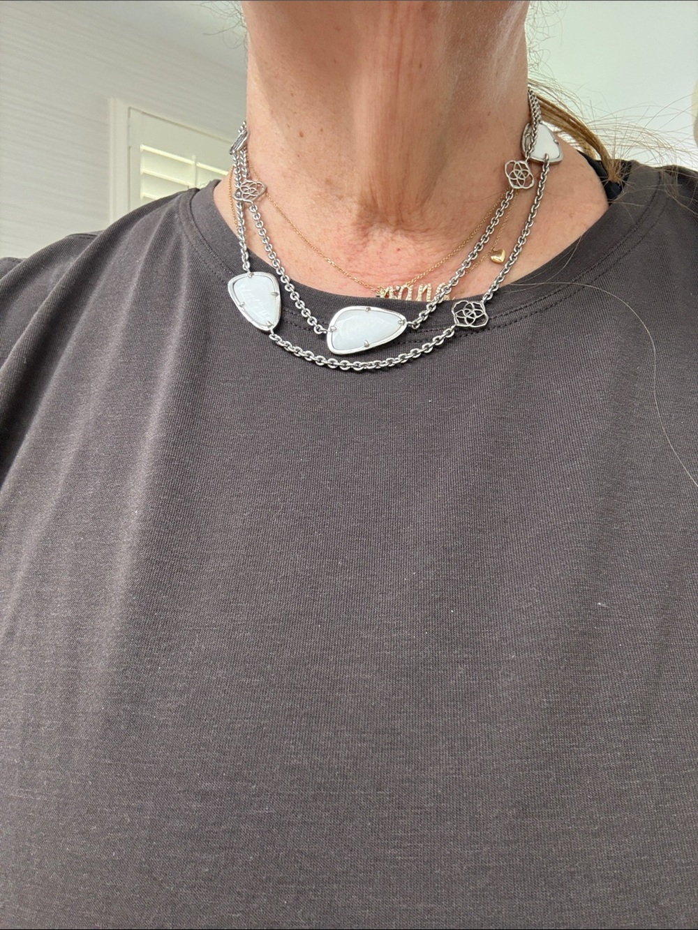 Kendra Scott Silver-Tone White Stone Long Multi-Station Necklace - Picture 6 of 6